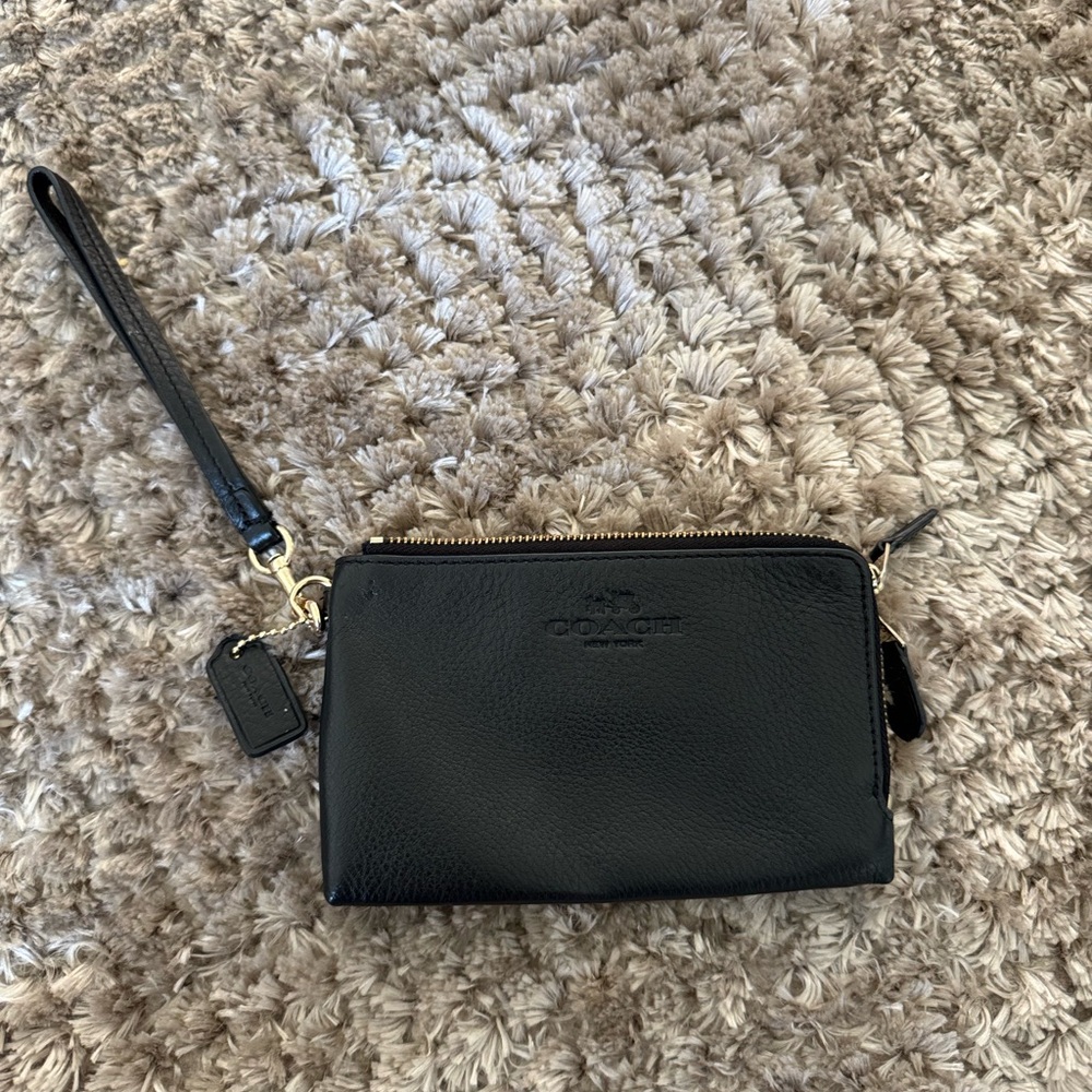 Coach Black Leather Clutch Wristlet